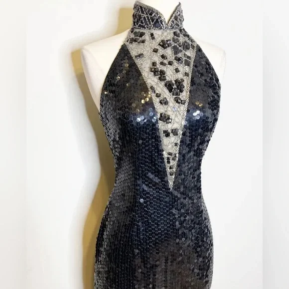 70s glitter dress Colette CL12205 Glitter Prom Long Formal Dress main image 0
